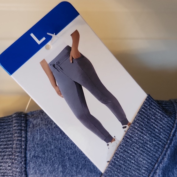 NEW. HEATHER DODGER BLUE SLACKS. 💙 2 POCKETS & DRAW STRING STRETCH WAIST. LARGE - Picture 2 of 10